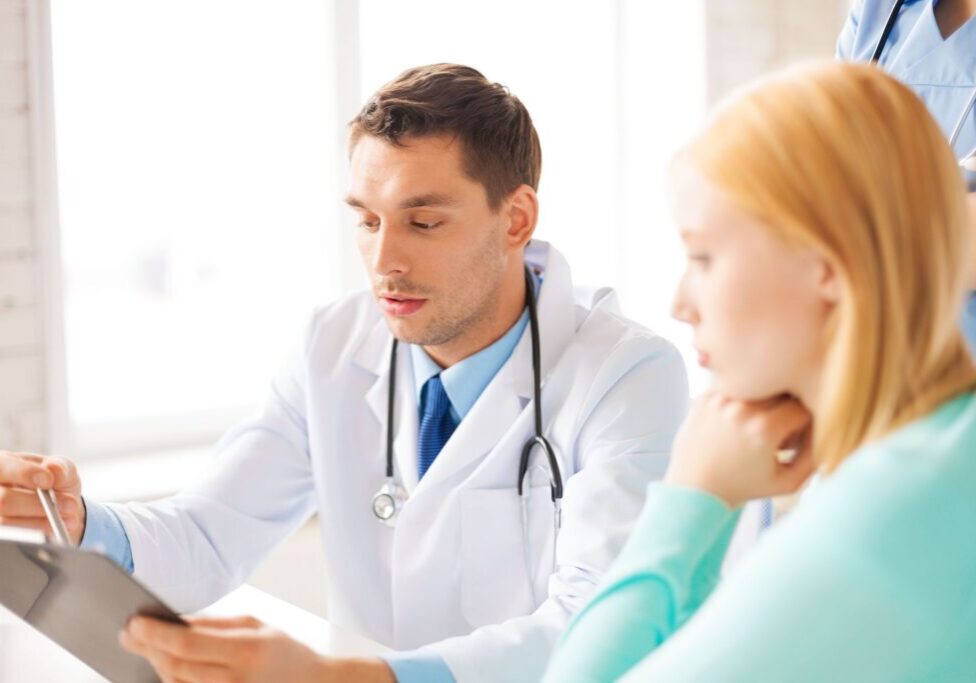 Doctor discussing results with a patient.